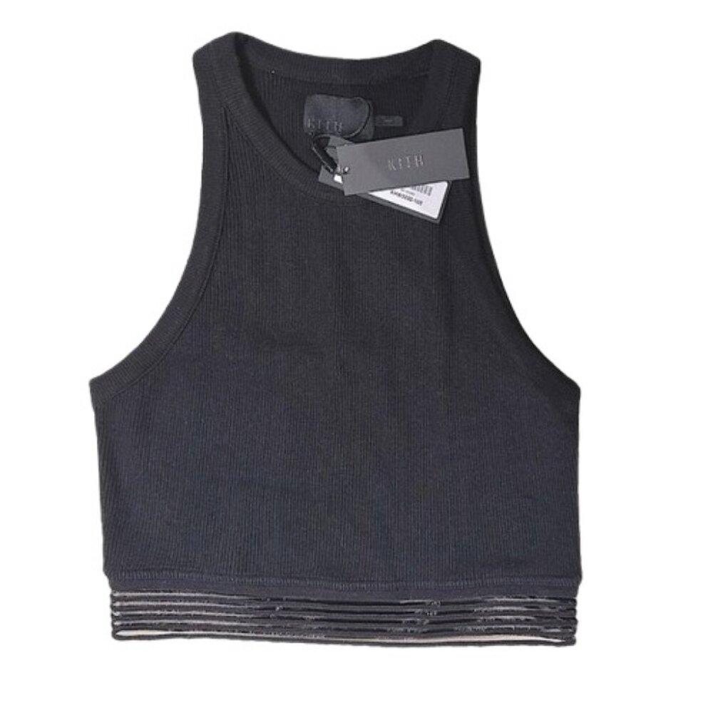 Kith black Massi micro-rib cropped tank top size M NWT